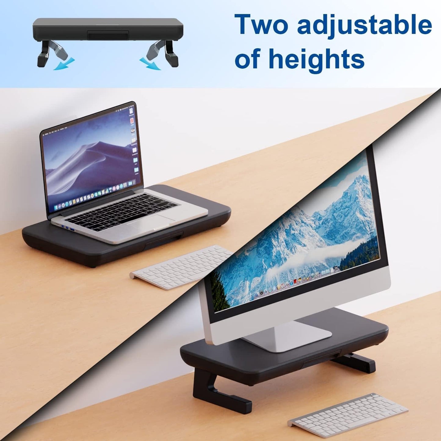 Adjustable Laptop Stand With Storage Drawer - Height Riser - Upgrade