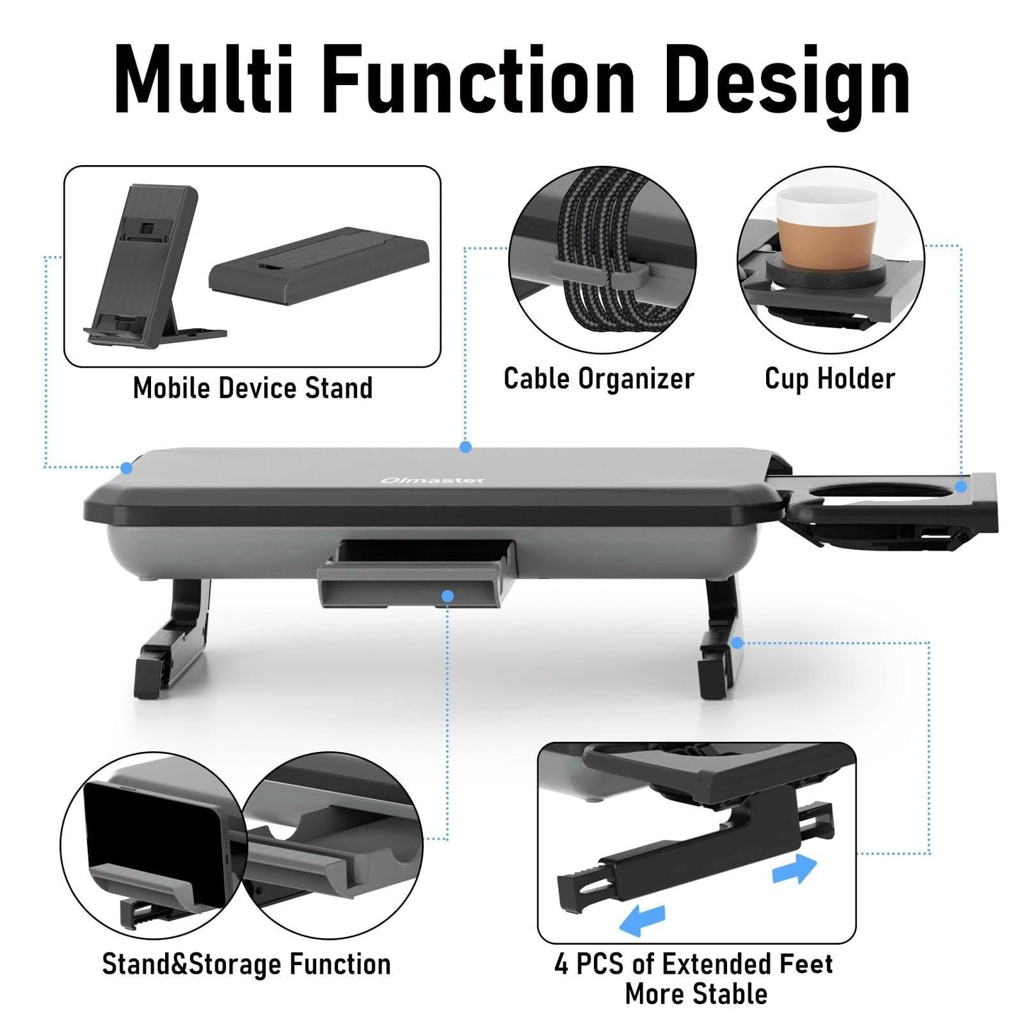 Adjustable Laptop Stand With Storage Drawer - Height Riser - Upgrade