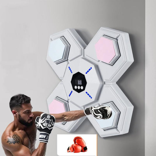 Rechargeable Bluetooth Boxing Machine With Adult & Child Gloves - Blue - With Child Golves Pink Blue