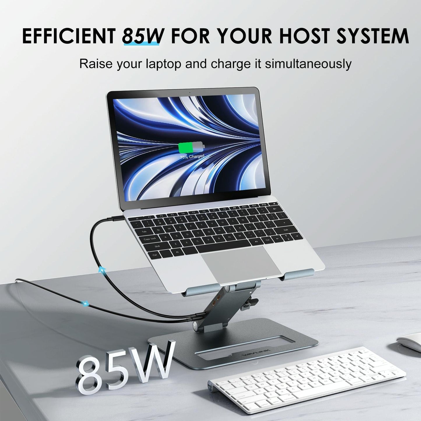 Adjustable Aluminum Laptop Stand With Type-C Docking Station