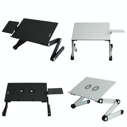 Foldable Laptop Desk With Fan & Mouse Board - Aluminum Alloy Height-Adjustable