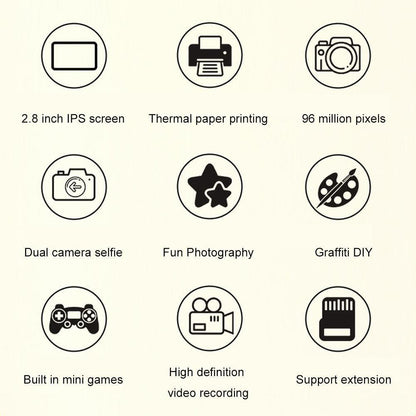 Instant Print Camera With Dual Lens - 2.8 Screen For Kids Blue