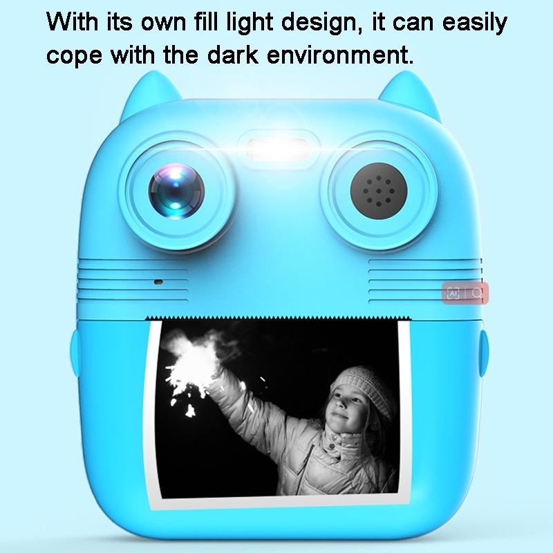 Instant Print Camera With Dual Lens - 2.8 Screen For Kids Blue