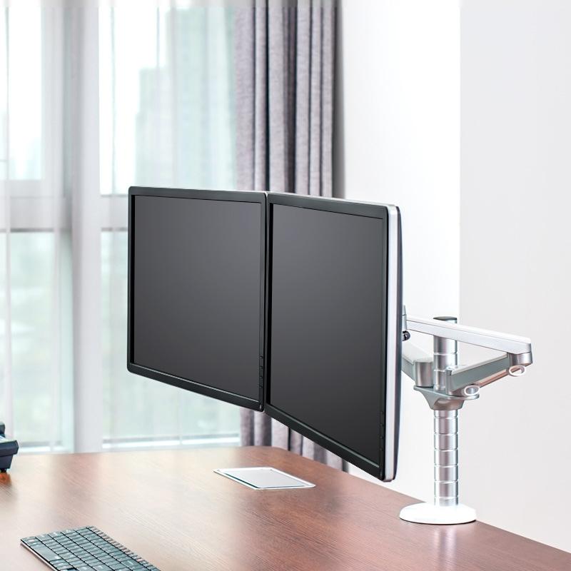 Double Arm Aluminum Desktop Monitor Mount Stand - Compact