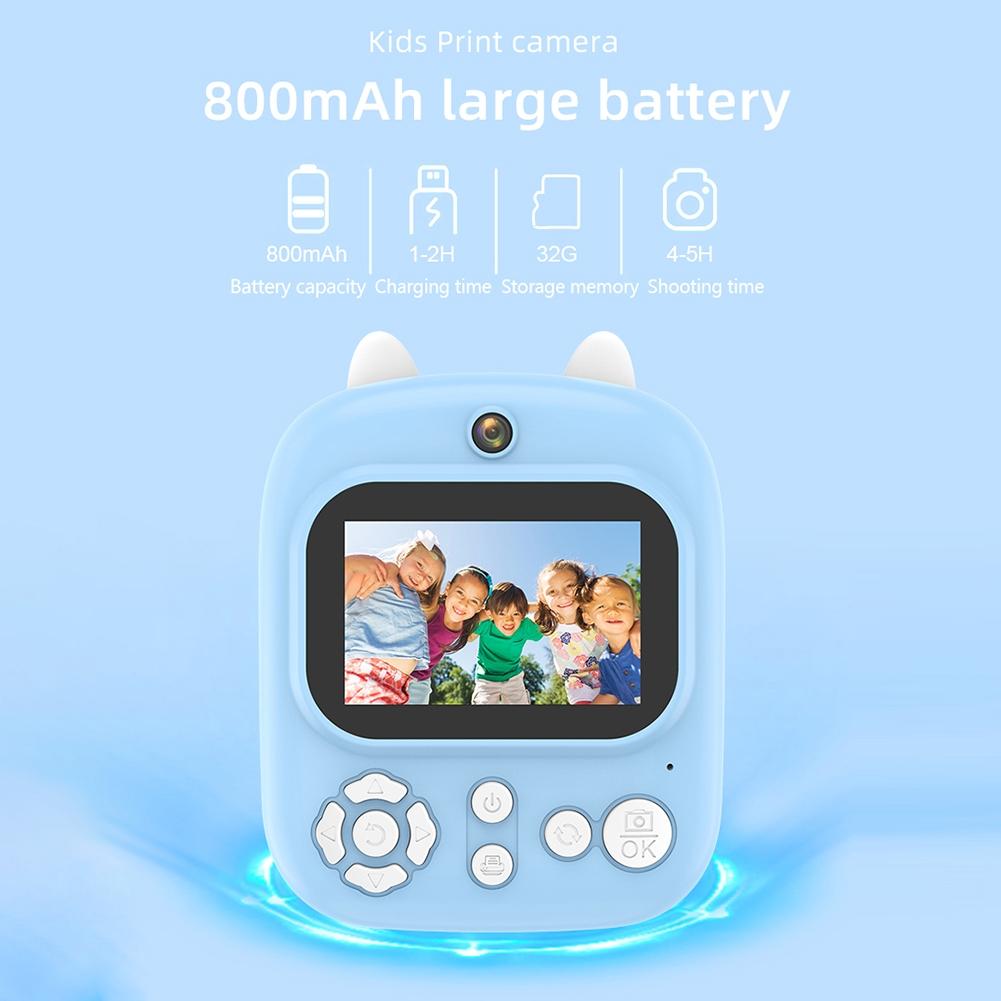 32G Instant Camera With 2.4 Display & Card Reader For Kids - 1200W Blue