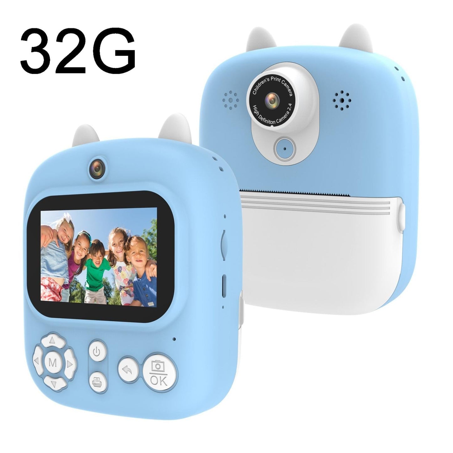 32G Instant Camera With 2.4 Display & Card Reader For Kids - 1200W Blue