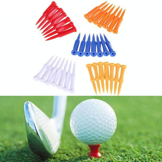 60-Piece Golf Plastic Ball Tee Set With Ribbon Needle - 68Mm Size