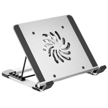 Portable Foldable Laptop Stand With Adjustable Fan - Aluminum