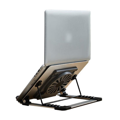 Portable Foldable Laptop Stand With Adjustable Fan - Aluminum