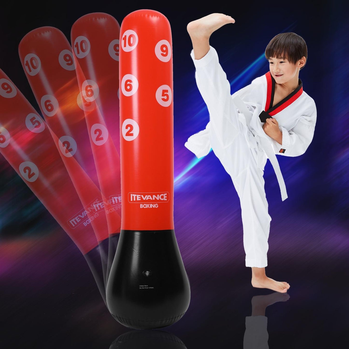 1.55M Vertical Inflatable Punching Bag For Kids - Pvc Tumbler Boxing Column