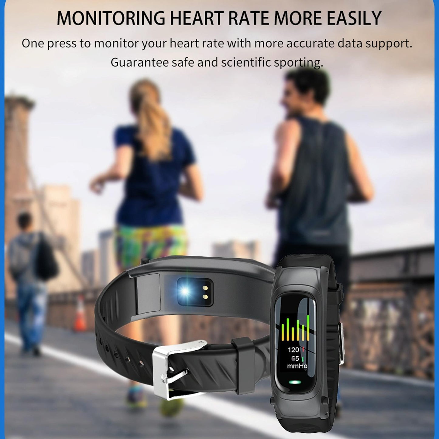 Smart Bracelet With Ai Voice Sleep & Heart Rate Monitoring Call Rejection - Black