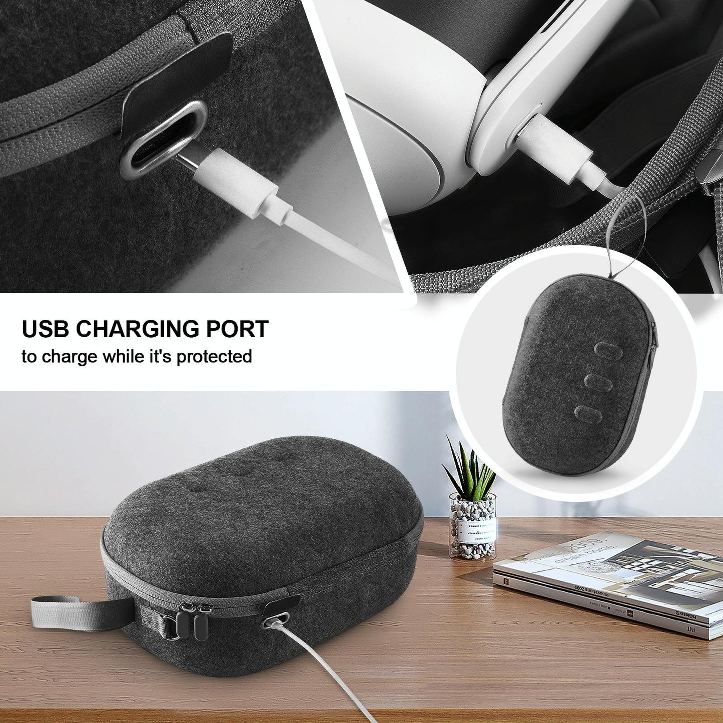 Protective Vr Storage Bag For Apple Vision Pro / Meta Quest 3 Glasses - Black