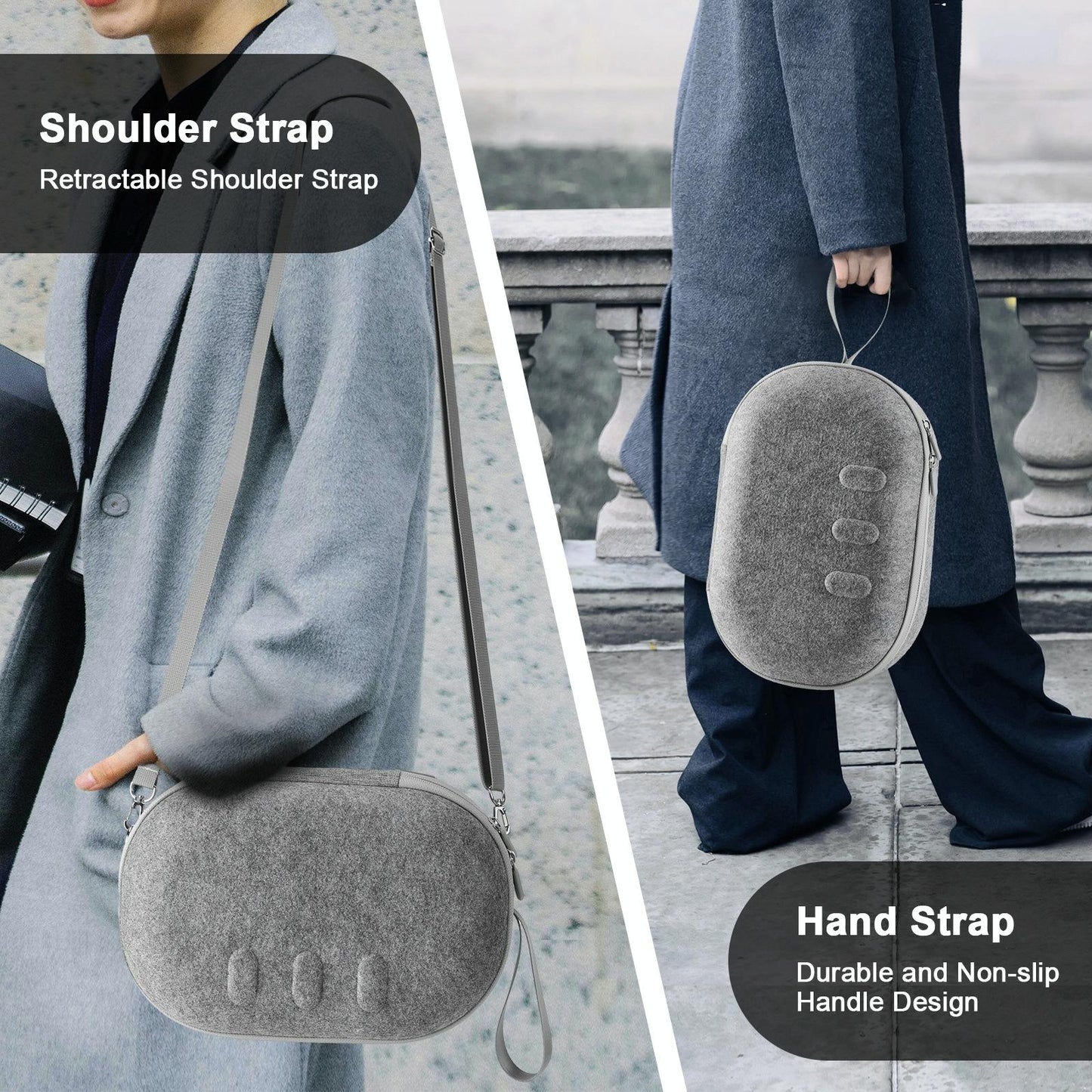 Protective Vr Storage Bag For Apple Vision Pro / Meta Quest 3 Glasses - Black