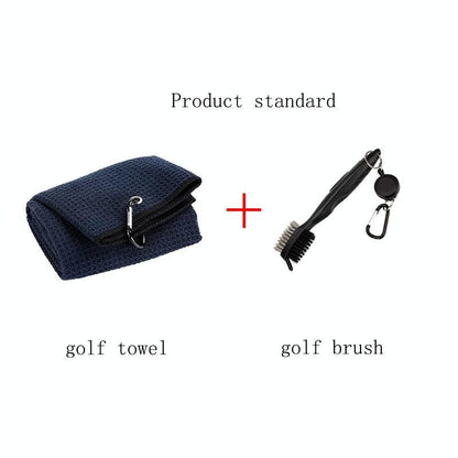 Club Cleaning Brush & Hook Towel Golf Set - Compact & Convenient - White