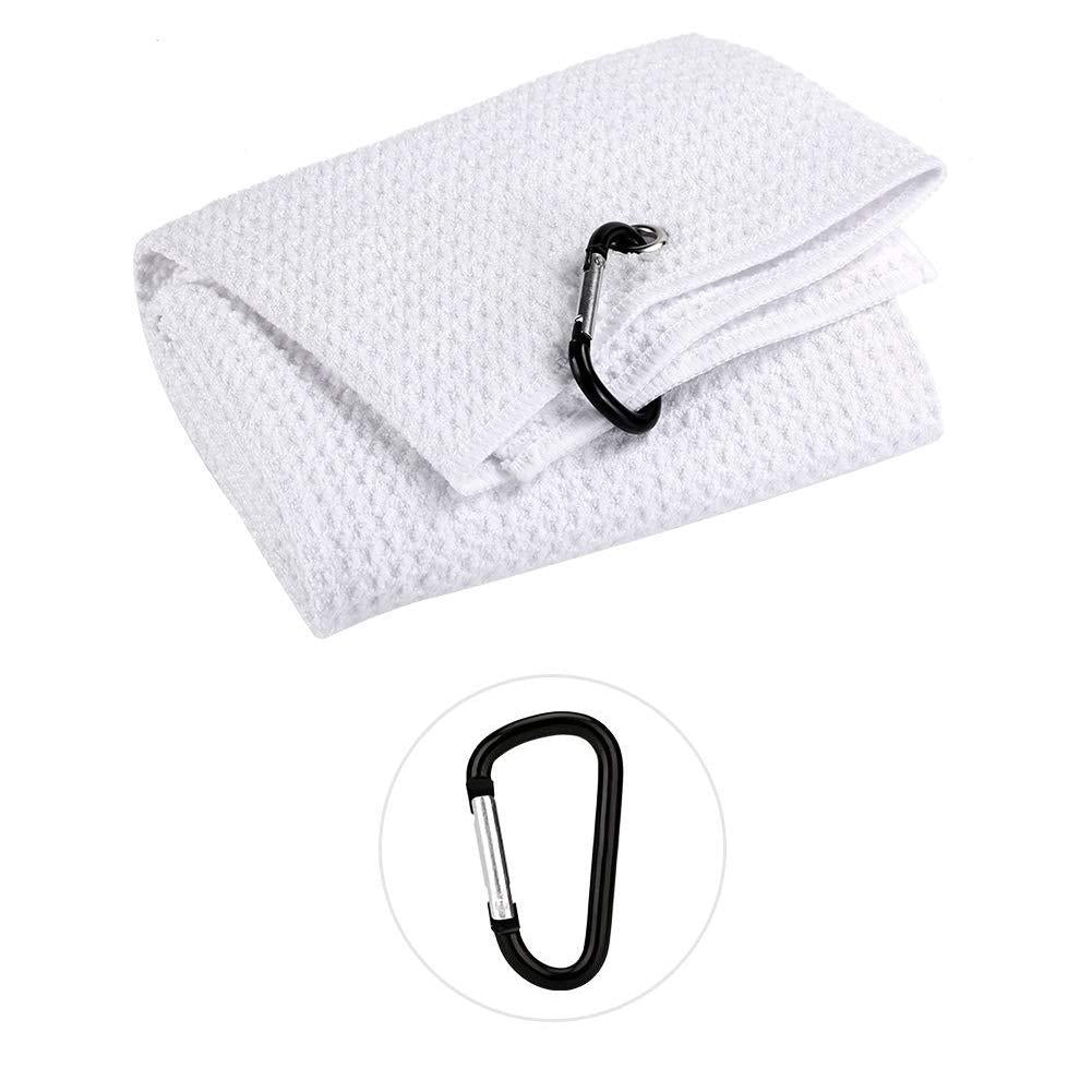 Club Cleaning Brush & Hook Towel Golf Set - Compact & Convenient - White