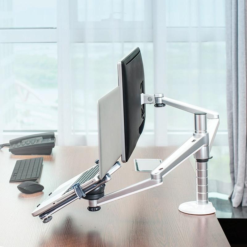 Silver Desktop Monitor Stand - Lifts Laptop