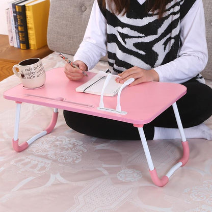 Portable Folding Desk With Fan & Lamp - Compact Design - Cool Black