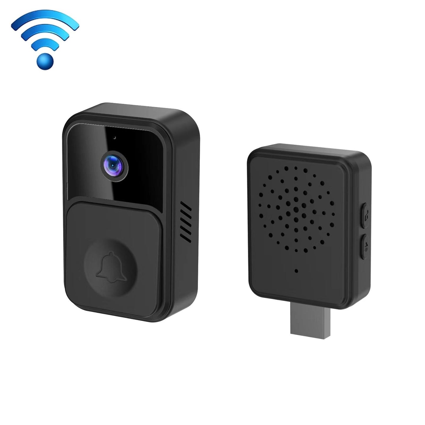 Wireless Smart Video Doorbell - 90 Degree Wide Angle - Black