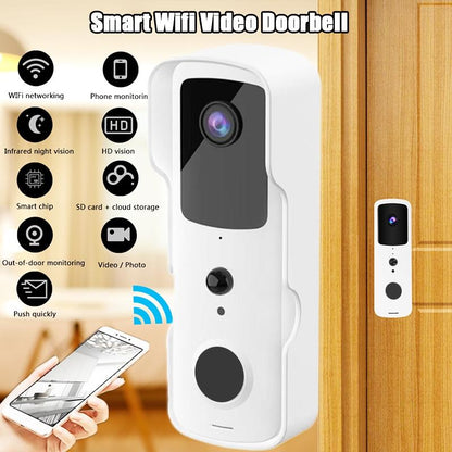 Smart Wifi Video Doorbell With Two-Way Intercom & Night Vision - Black