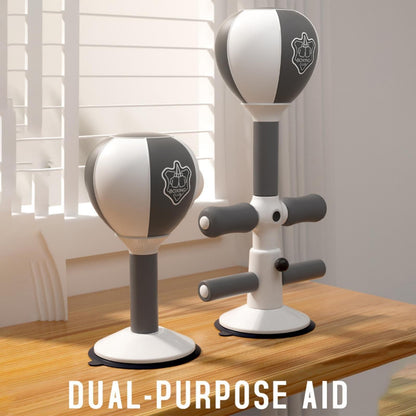 Adjustable 2-In-1 Sit-Up Boxing Ball Stand With Punching Bag - Gray / White