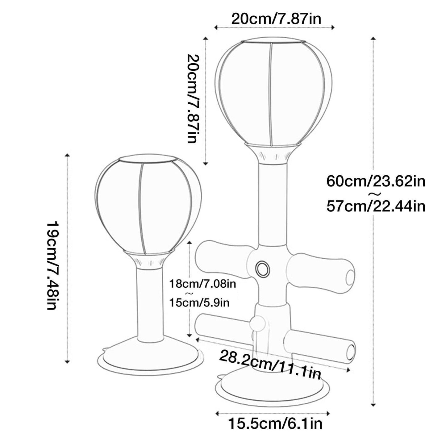 Adjustable 2-In-1 Sit-Up Boxing Ball Stand With Punching Bag - Gray / White