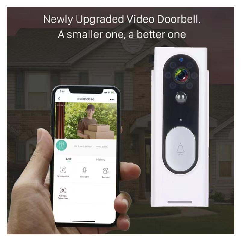 Smart Wireless Video Doorbell With Night Vision & Motion Detection - Black