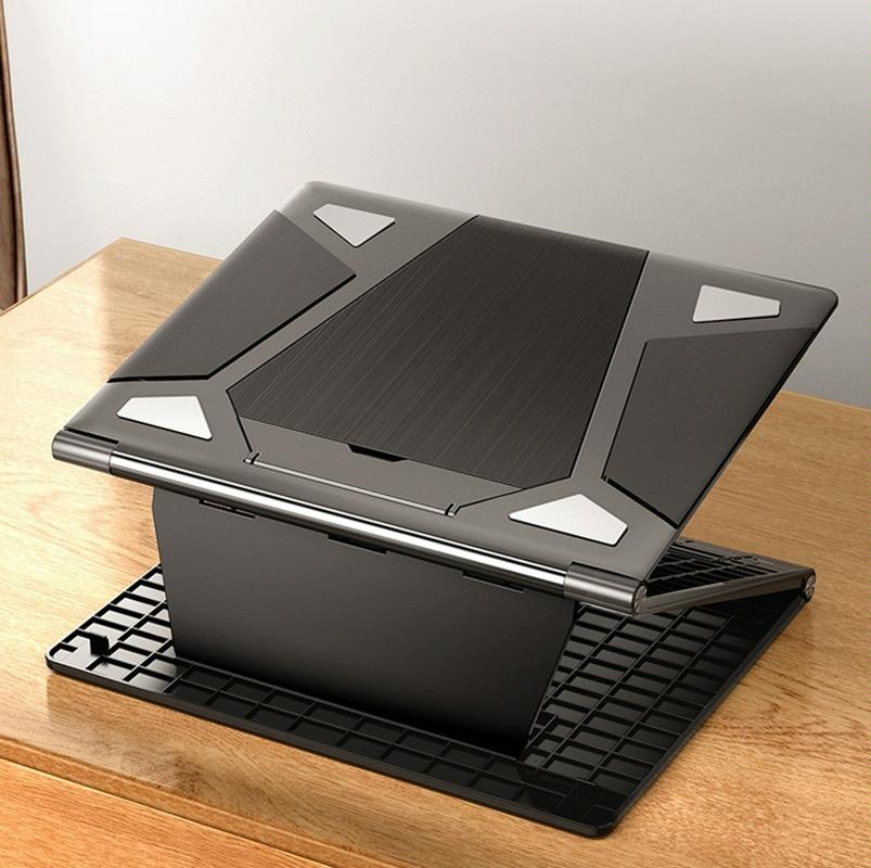 Portable Laptop Stand - Adjustable Height Foldable Heat Dissipation - Elegant Black