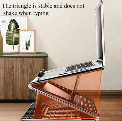 Portable Laptop Stand - Adjustable Height Foldable Heat Dissipation - Elegant Black