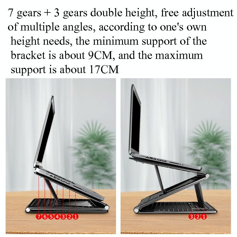 Portable Laptop Stand - Adjustable Height Foldable Heat Dissipation - Elegant Black