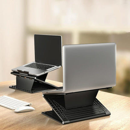 Portable Laptop Stand - Adjustable Height Foldable Heat Dissipation - Elegant Black