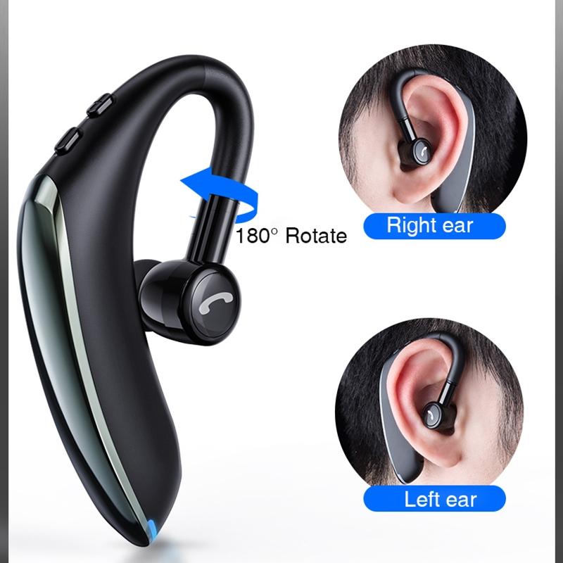 180 Degree Rotating Wireless Bluetooth Car Handsfree Earphones - Black Gray