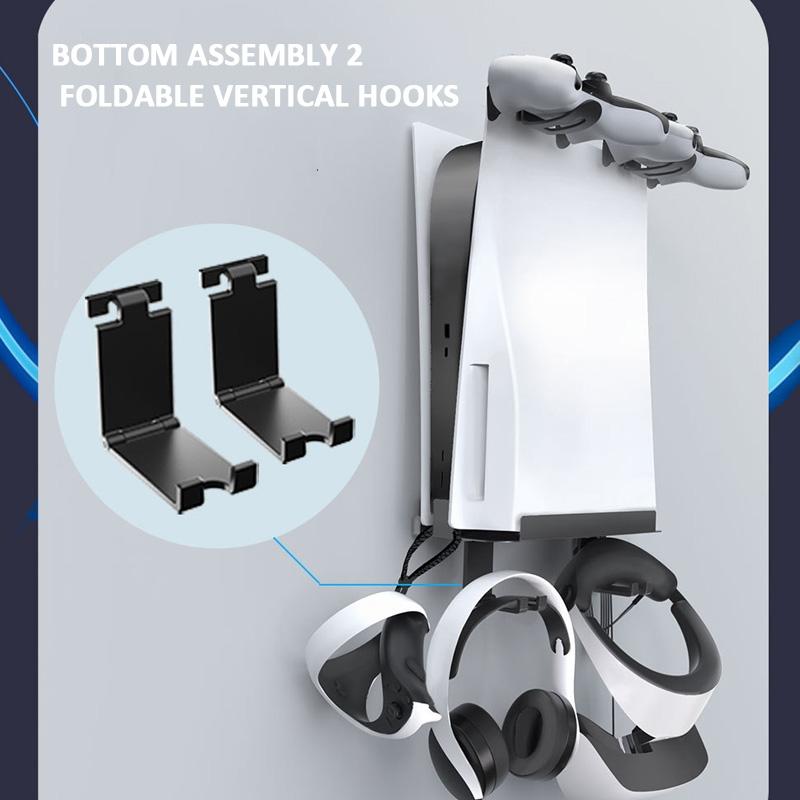 Wall-Mounted Bracket For Ps5 Console With Controller Vr Glasses And Headphone Storage - Black