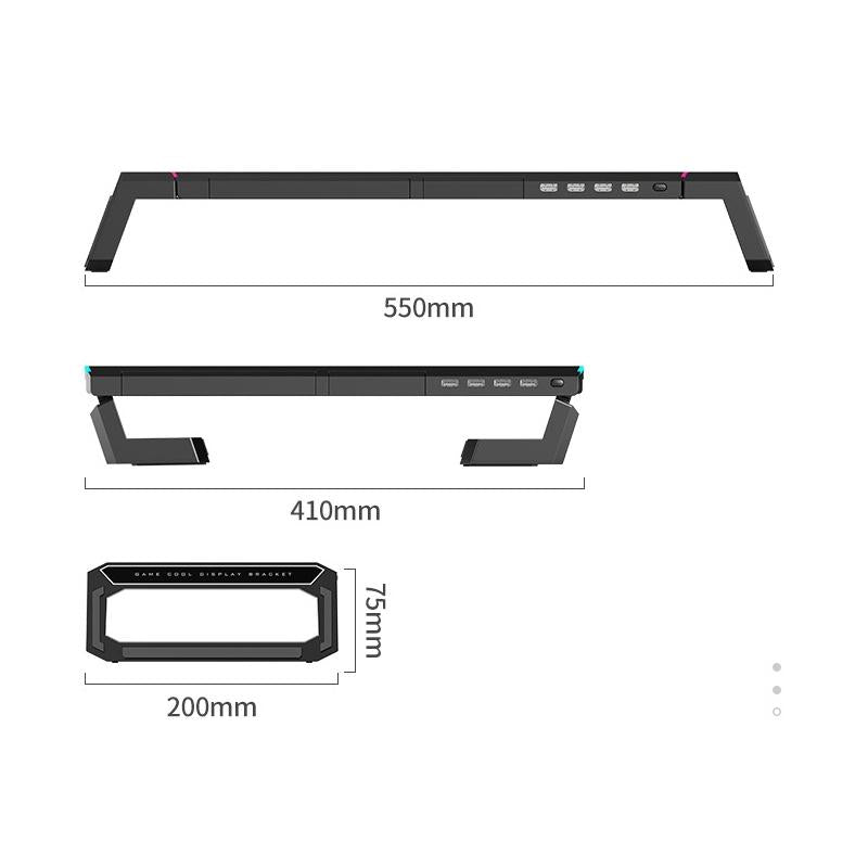 Foldable Laptop Stand With Rgb Lighting & Usb Expansion - Monitor Rack - Moonlight White