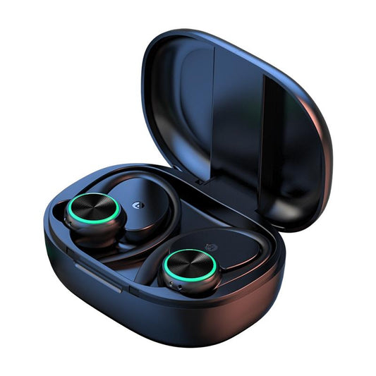 Wireless Bluetooth Earphones with Charging Bin and Digital Display - Black
