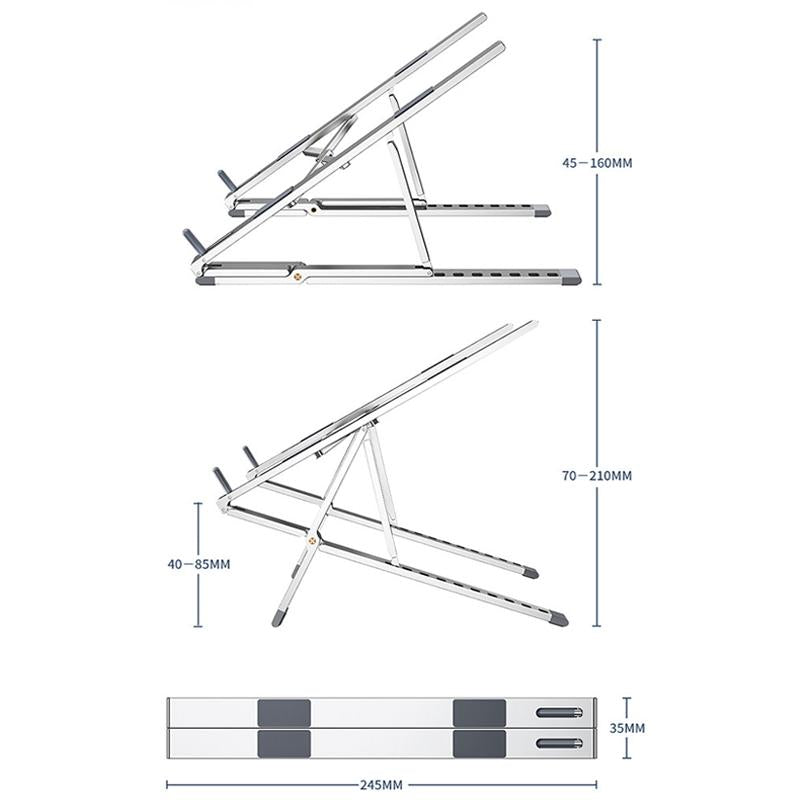 Adjustable Aluminum Laptop Cooling Bracket - Desktop Use - Gray