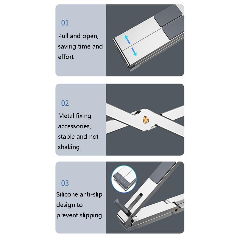 Adjustable Aluminum Laptop Cooling Bracket - Desktop Use - Gray