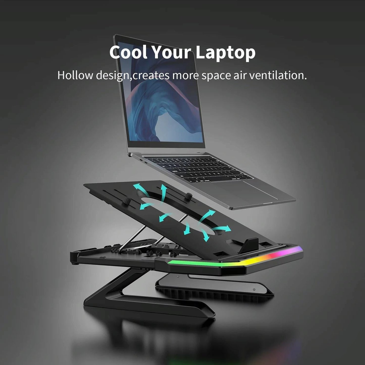 Adjustable Laptop Stand With 9 Levels Of Lighting - Black