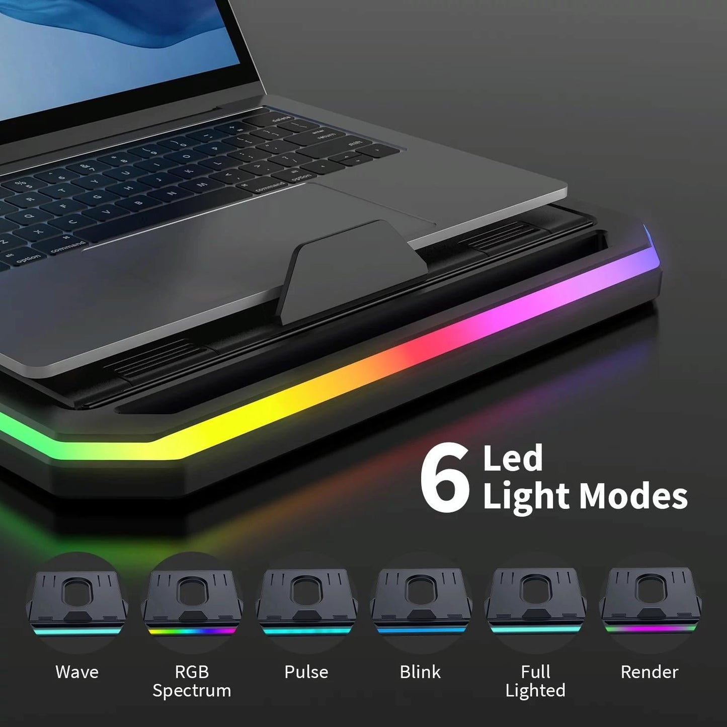 Adjustable Laptop Stand With 9 Levels Of Lighting - Black