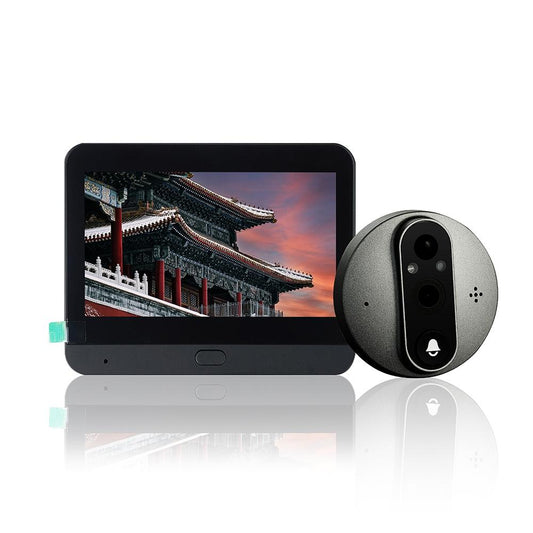 4.3 Inch Colour Screen Graffiti Hidden 1080P Wifi Smart Cat Eye Video Doorbell - Black