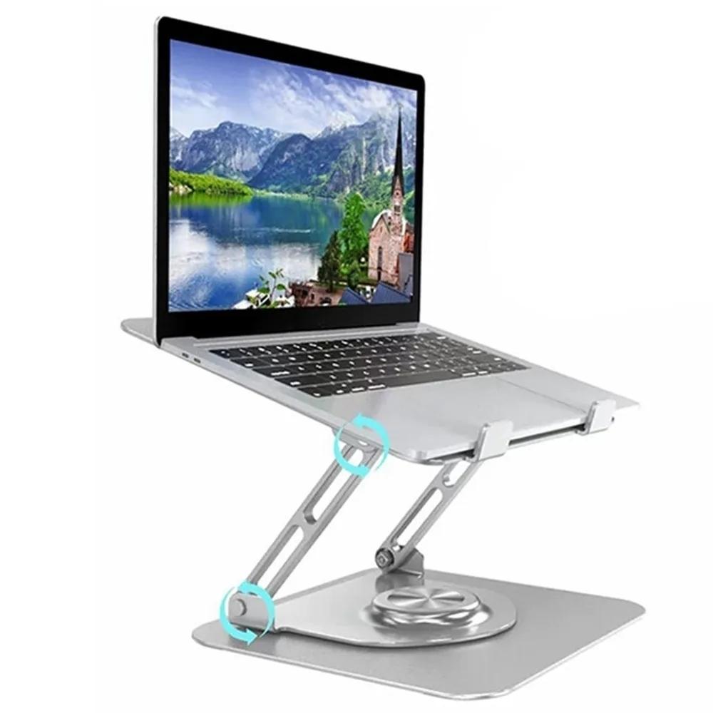 360 Degree Rotating Laptop Stand - Foldable Aluminum Bracket - Black