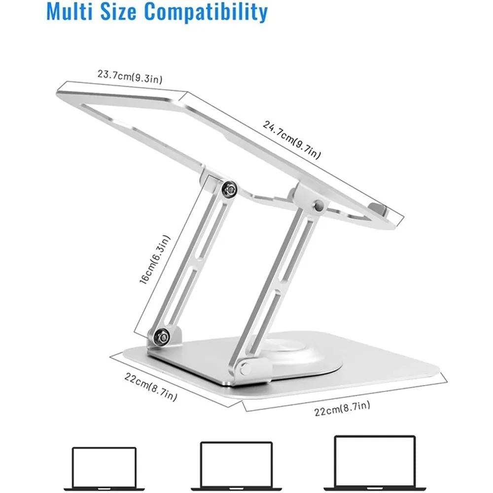 360 Degree Rotating Laptop Stand - Foldable Aluminum Bracket - Black