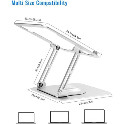 360 Degree Rotating Laptop Stand - Foldable Aluminum Bracket - Black