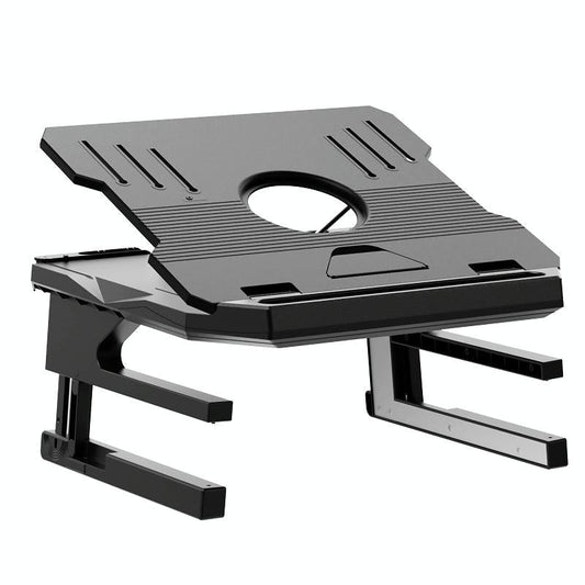 Foldable Aluminum Laptop Stand - Double Layer Heightening Bracket Black