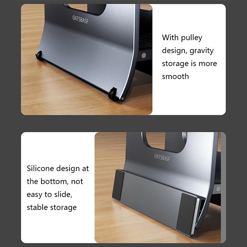 Grey H-Type Alloy Laptop Storage Rack - Automatic Gravity