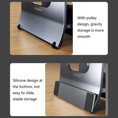 Grey H-Type Alloy Laptop Storage Rack - Automatic Gravity