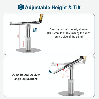 Silver 360 Degree Rotating Aluminum Laptop Stand