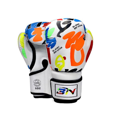 Kids' 6Oz Boxing Gloves For Training And Fighting - Graffiti Design - Black