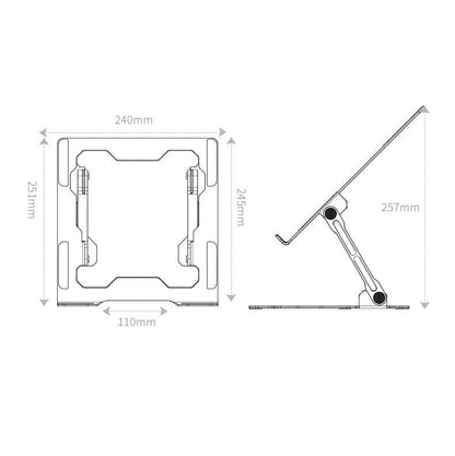 Foldable Laptop Stand - Hollow Design Heat-Dissipating Flat Desktop - Deep Space Gray