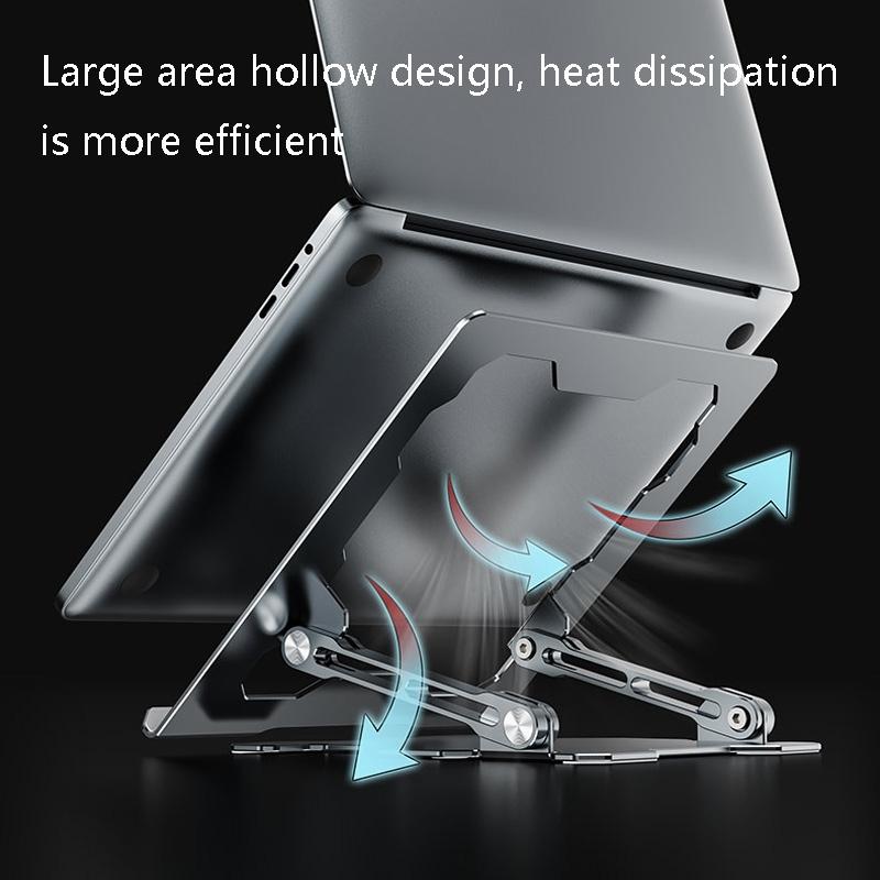 Foldable Laptop Stand - Hollow Design Heat-Dissipating Flat Desktop - Deep Space Gray