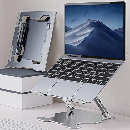 Foldable Laptop Stand - Hollow Design Heat-Dissipating Flat Desktop - Deep Space Gray